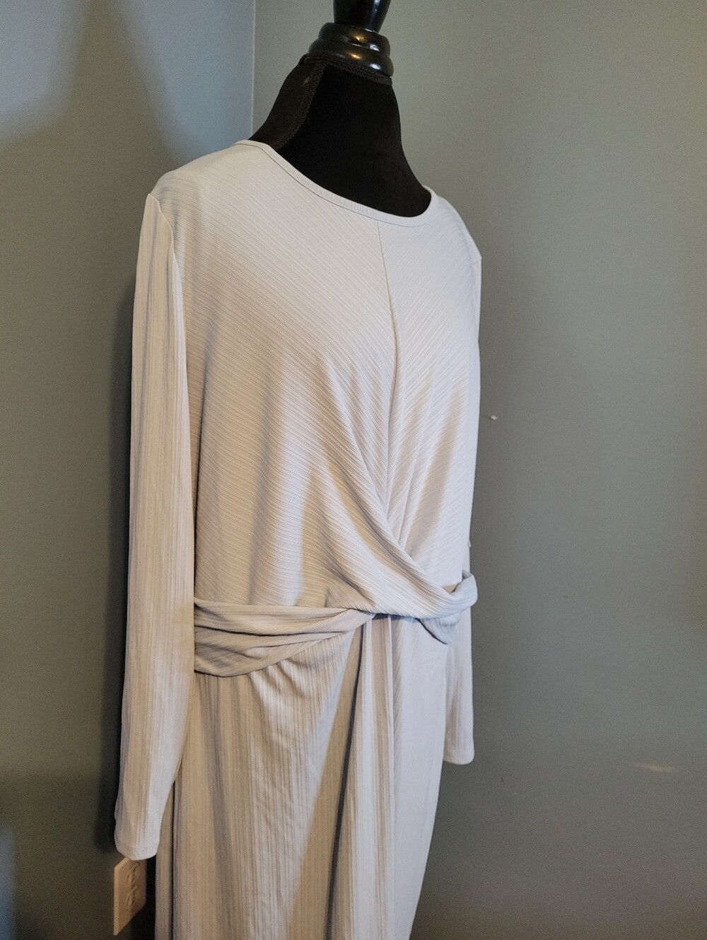 NWT Nine West Ice Blue Ribbed Twist Front Midi Dress XXL Plus Size
